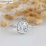 OVAL CUT 1.5CT MOISSANITE WEDDING RING ART DECO HALO ENGAGAMENT 