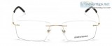 Unisex Rectangle Eyeglass  Gold Front with Golden and Black Temp