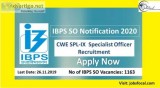 IBPS SO Notification 2020 CWE SPL-IX 1163 Specialist Officer Rec