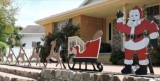 SANTA CLAUSE  AND REINDEERS CUT OUT OF MARINE PLY HAND PAINTED