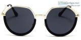 Round Sunglass for Women - GoldenBlack Front and Temples with Wa