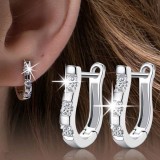 925 Sterling Silver White Gemstones Hoop Earrings