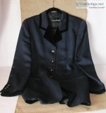 Vintage Louis Feraud Navy and black stripe with velvet collar