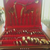 Vintage 1950s 144-Piece Silverware Set w Rosewood Velvet-lined C