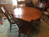 Antique round oak kitchen table 4 chairs