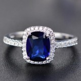 Exquisite 925 Sterling Silver Natural Sapphire Gemstones Ring