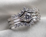 10KT White Gold Filled 1CT AAA CZ Women s Ring Sets 3 in 1