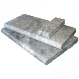 Silver Travertine 4X12 Honed Unfilled One Short Side Bullnose Po