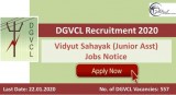 DGVCL Recruitment 2020 (557) Vidyut Sahayak (Junior Asst) Jobs N