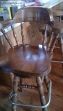 Three Wooden Bar Stools with Metal Foot Rail 30"