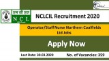 NCLCIL Recruitment 2020 (359) OperatorStaff Nurse Northern Coalf