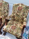 Pair of stately high-back lion claw footed  chairs