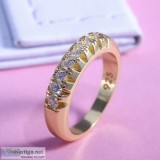 Elegant 18k Yellow Gold Plated White Sapphire Ring Size 8