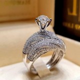 925 Sterling Silver White Sapphire Gemstone Diamond Ring Size 7 