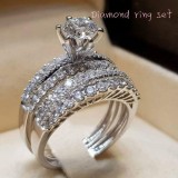 Exquisite Women s Jewelry 925 Sterling Silver Diamond Ring Size 