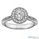 Round Cut Halo Diamond Vintage Engagement Ring - SKU RM1503RTT