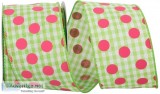 Gingham Check Dots Bright Wired Edge Ribbon - The Ribbon Roll