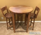 Wood Pub Table with Swivel Chairs