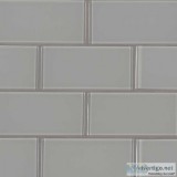 Oyster Gray 3X6 Glass Subway Tile