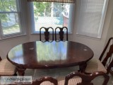 Wooden Cherry color dining table with 6 chairs