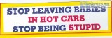 Bumper Sticker STOP LEAVING BABIES IN HOT CARS STOP BEING STUPID