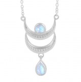 MOONSTONE NECKLACE-GIBBOUS MOON