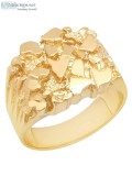 Men s 14K Gold Plated Sterling Silver Nugget Ring - Mens Rings