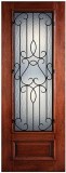 8 ft Mahogany Door with rain Glass and Wrought Iron Grill - Best