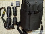 Nikon D3200 DSLR camera multiple lenses camera backpack