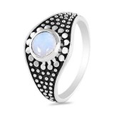 925 STERLING SILVER  MOONSTONE  RING-TRIBAL SHIELD