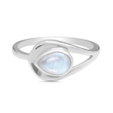 STERLING SILVER MOONSTONE RING-UPTURNED MOON DROP