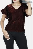 Buy V-Neck Sleeves Velvet Top Online