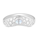 SILVER  MOONSTONE RING-MESHED MOON