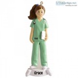 Nurse Green Girl Personalized Christmas Ornament