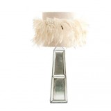 Carlay Mirrored With Feather Shade Table Lamp  ChicParadisLux