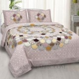 New Collection - Discoid Peach Printed Double Bedsheet