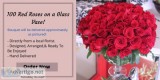 Get Beautiful 100 Red Roses on a Glass Vase