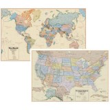 2 Hemispheres Laminated Wall Maps(WorldandUSA)Sup er Quality 20 