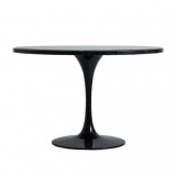 Emily Round Black Marble And Gloss Dining Table  ChicParadisLux