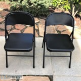 Folding Chair Black Steel 2 Pack