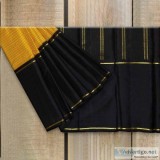 Black And Mustard Colour Traditional Kanchipuram Saree