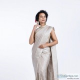 Gray Kanchi Banaras Silk Saree with Brocade Blouse