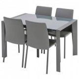 Brindley Grey Glass 122cm-182cm Extendable Dining Table 4 to 8 S