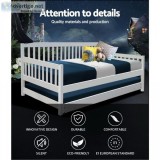 Artiss Single Wooden Trundle Bed Frame Timber Kids Adults