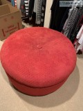 Red Round Velvet Ottoman