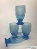 VIBRANT Sky Blue Footed Water Goblets 12 oz blue glasses GORGEOU