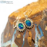 GOLD NATURE 14KT GOLD AUSTRALIAN OPAL EARRINGS