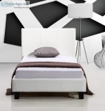 Single PU Leather Bed Frame White