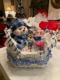 christmas snowman cookie jar and candle basket