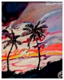 Old Fall Palm Trees Sunset &ndash 11&Prime x 14&Prime Canvas Pai